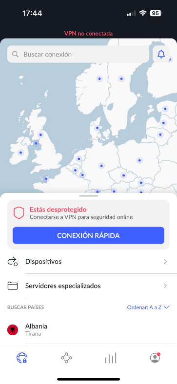 Análisis NordVPN - App Móvil 1