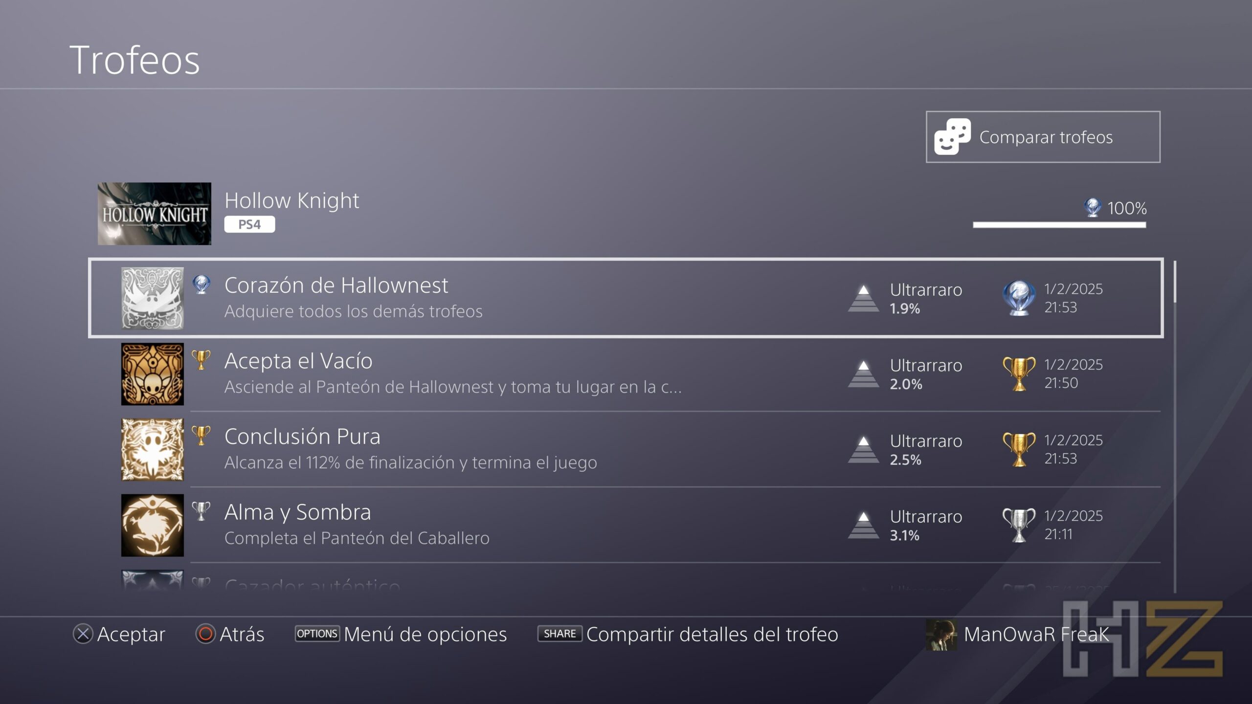 Captura trofeos Hollow Knight