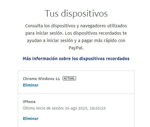 Inicios de sesión en PayPal