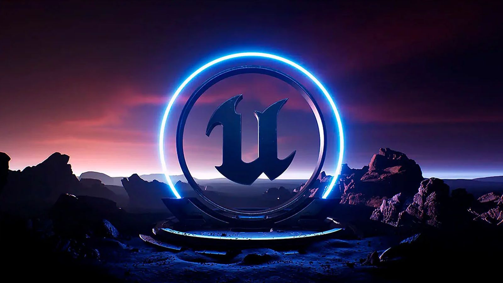 Primer plano del logotipo de Unreal Engine 5 mostrando su diseño característico.