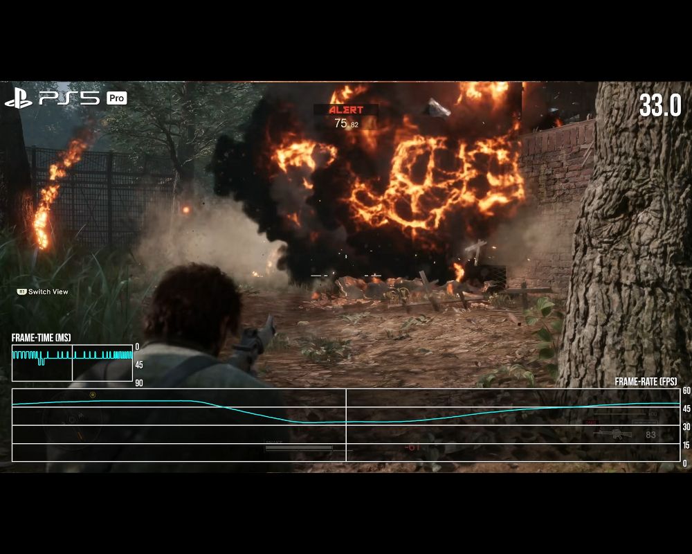 El rendimiento de Metal Gear Solid Delta cae a 32 FPS en una PS5 Pro al sumergirse en el agua o al utilizar un barril explosivo.