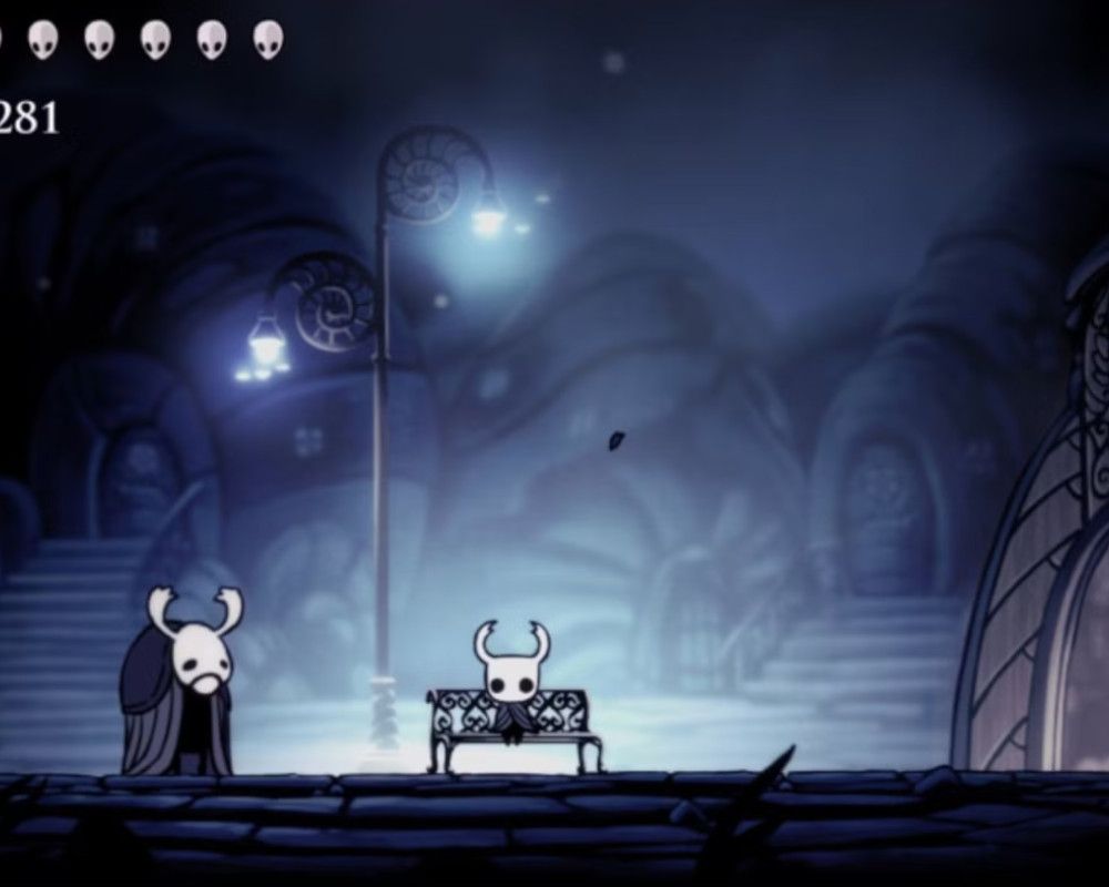 El Caballero, protagonista del primer Hollow Knight, en una de las localizaciones del reino de Hallownest.
