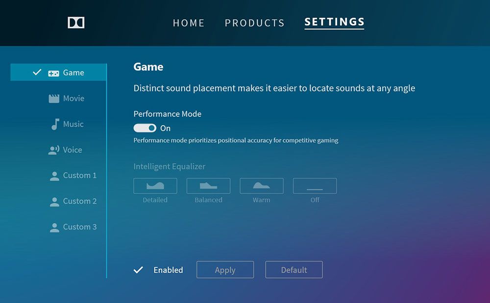 Panel de configuración Dolby Atmos