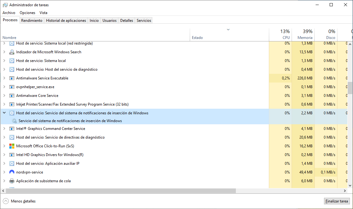 Eliminar servicio de notificaciones de Windows