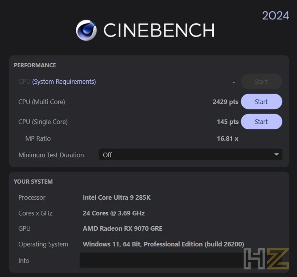 Prueba Cinebench