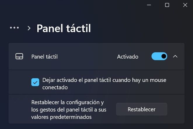 Activar o desactivar panel tácticl