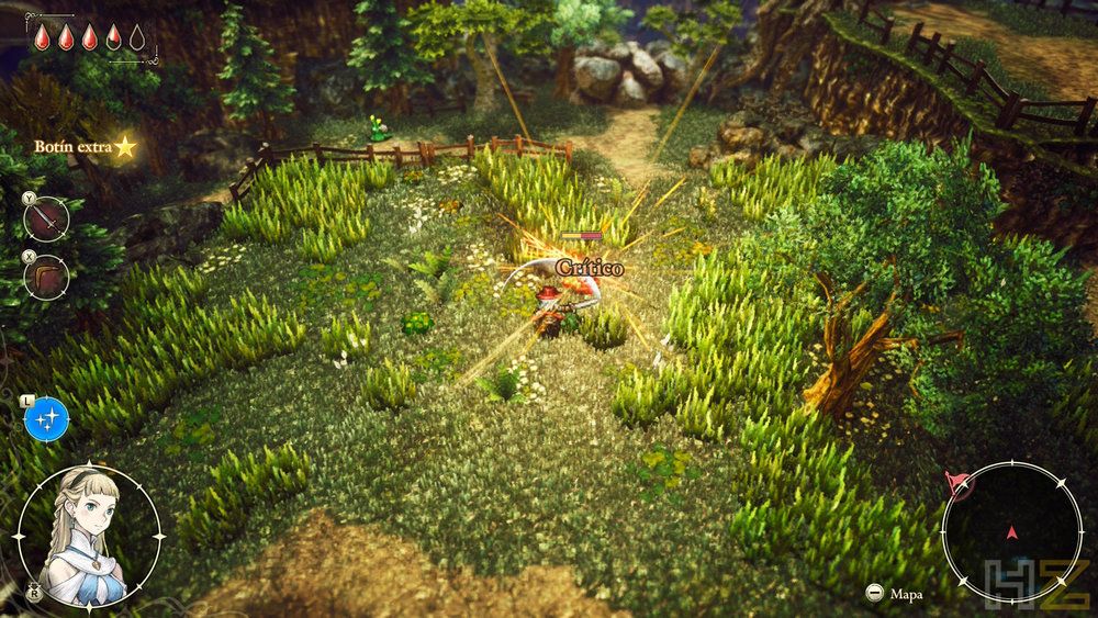 Personaje protagonista Elliot combatiendo en un entorno de bosque detallado con vista isométrica en The Adventures of Elliot.
