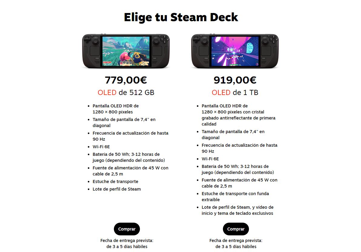 Disponibilidad y modelos Steam Deck