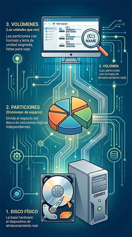 Partes en las que se divide una unidad de almacenamiento