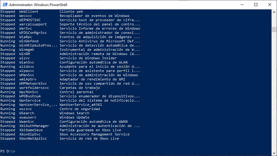 PowerShell procesos